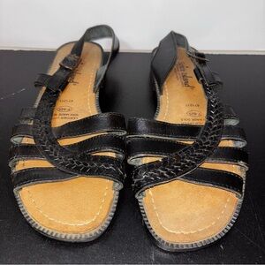 5/$25 Spice Island Sandals Womens 8 Strappy Slingback DarkBrown Leather
